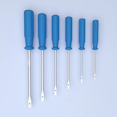 Blue Handle Screwdrivers with Metal Shafts Various Sizes Hardware Tool Set 3d model