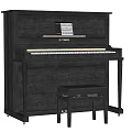 Black Yamaha Acoustic Piano With Stool And Music Sheet On Wooden Frame