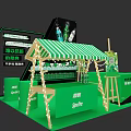 Green Promotional Display Stand With Bottled Drinks Tent Structure And Ladder 3d model