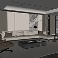 Modern Living Room Interior With Beige L shaped Sofa Gray Coffee Table And Floor Lamp
