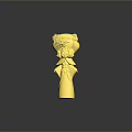 Golden Decorative Furniture Sculpture With Traditional Costume Figure And Flower Accents