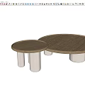 Coffee table combination solid wood coffee table mother coffee table side table round table 3d model