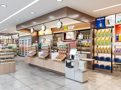 Bright Supermarket Department Store Interior With Organized Shelves And Various Products 3d model