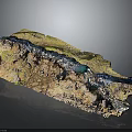 Detailed Natural Terrain Model Showcasing Mountainous Rock Formations River And Lush Vegetation