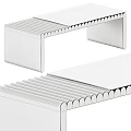 Modern Coffee Table With Striped Top And Contrasting White Black Frame Design