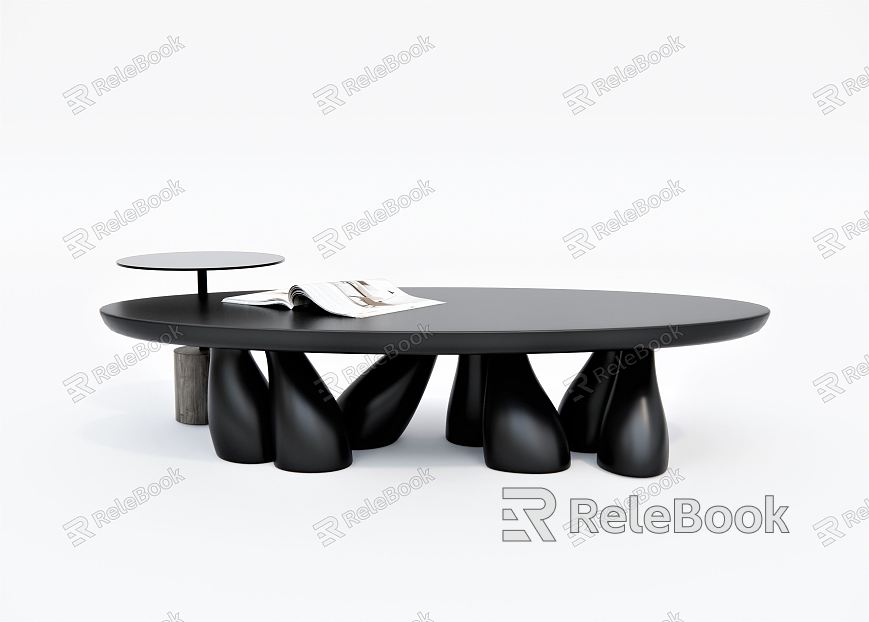 Modern Coffee Table Coffee Table Side Table Low Table Round Coffee Table Ornaments Books model