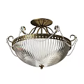 Decorative Brass Ceiling Light With Crystal Chains And Transparent Glass Shade 3d model