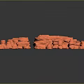 Orange Stone Models with Various Sizes and Shapes on Black Background 3d model