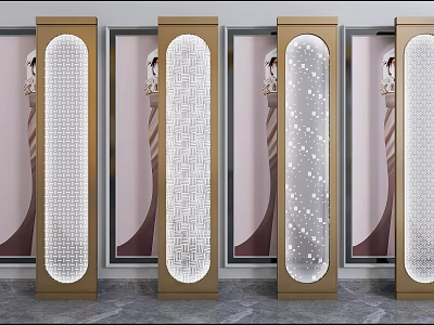 Elegant Modern Partition Design With Transparent Panels And Decorative Patterns 3d model