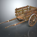 Vintage Wooden Cart With Traditional Rustic Wheels Long Wooden Shafts And Planks