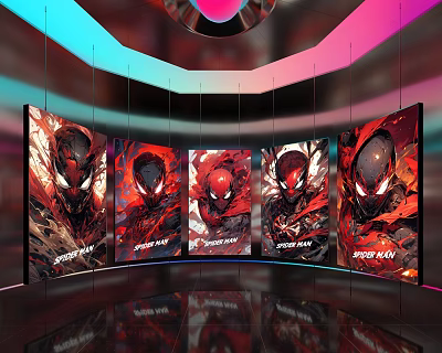 Commercial Digital Display Equipment With Curved Screens Dynamic Images And Colorful Lighting 3d model