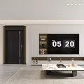 Modern Living Dining Room Featuring TV Wall Sofa Coffee Table And Floor To Ceiling Window