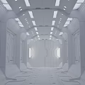 Futuristic Sci Fi Corridor Interior With Linear Lighting And Metallic Structures