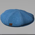 Blue Knit Beret with Red Label Detail Fashion Accessory for Daily Wear
