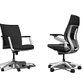 Modern Office Chairs With Leather And Mesh Back Design Armrests Metal Base Casters