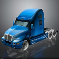 Blue Semi Truck With Shiny Exterior Modern Cab Design And Reflective Surface Front Grille