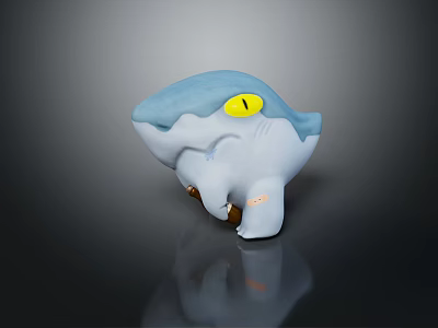 Blue And White Plush Shark Stuffed Toy With Yellow Eyes For Kids 3d model