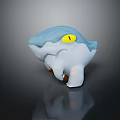 Blue And White Plush Shark Stuffed Toy With Yellow Eyes For Kids