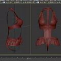 Women's Harness Style Apparel With Floral Pattern And Lace Trim Design