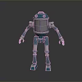 Blue Metallic Robot With Humanoid Design Shiny Surface And Mechanical Features