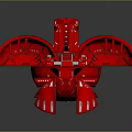 Red Futuristic Aerospace Craft with Winged Structure Legs and Yellow Accents in Space Exploration Concept