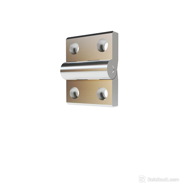 Durable Brass Metal Hinge with Screw Holes for Furniture Door Fitting Applications 3d model 