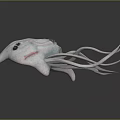 Fascinating Marine Animal With White Body Multiple Tentacles Black Eyes And Red Details
