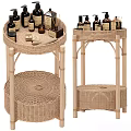 Wicker Bathroom Accessories with Storage Baskets Rolling Bin and Shelf for Toiletries and Towels