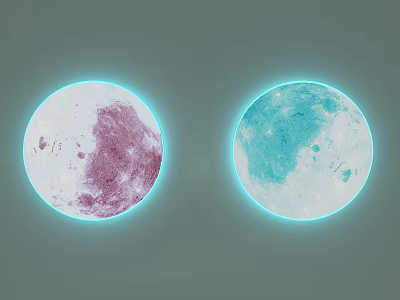 Two Round Colorful Wall Lights With Modern Design And Soft Glow On Gray Background 3d model