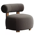 Modern Dark Grey Fabric Accent Chair With Rounded Back And Wooden Legs