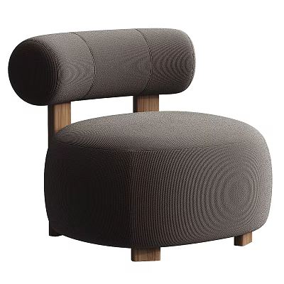 Modern Dark Grey Fabric Accent Chair With Rounded Back And Wooden Legs 3d model