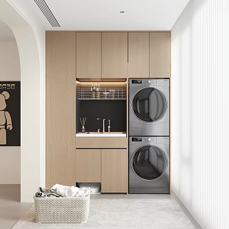 Modern Balcony Living Balcony Laundry Cabinet 3d model