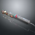 Futuristic Weapon Featuring Transparent Tube Metal Casing Red Accents And Cable Design