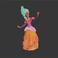 Red Skinned Princess In Yellow Gown With Sparkling Jewelry And Mythical Creature