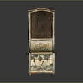 Vintage Wooden Display Cabinet With Carved Details And Glass Doors