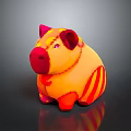 Colorful Striped Plush Piggy Bank With Orange Red Hues On Dark Background