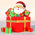 Christmas Decorative Figurine Set With Santa Claus And Colorful Gift Boxes
