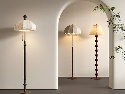 Three Stylish Floor Lamps With Diverse Designs For Modern Home Interior 3d model