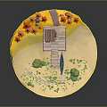 Cartoon Scene With Wooden Cabin Dock Boat Trees And Water Area On Circular Base