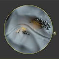Cartoon Winter Scene With Snowy Hills Pine Trees Warm Lights And Moon