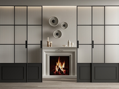 French Fireplace Multi-connection Sliding Door Glass Sliding Door Fireplace model