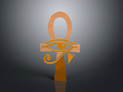Detailed Copper Sculpture Carving Of Eye Of Horus Ancient Egyptian Symbol 3d model