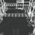 Industrial Plant Interior With Multi Level Metal Platforms Gray Floor And Yellow Markings