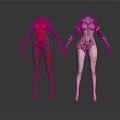 Futuristic Character Creature Design With Red Black And White Black Armor Suits