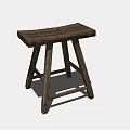 Two Rustic Wooden Stools With Simple Design And Natural Wood Grain
