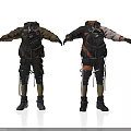 Two Men In Tactical Gear With Backpacks And Utility Equipment Setup