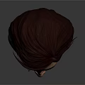 3D Woman Head Model with Short Brown Hair Blue High Neck Coat Gray Background