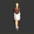 3D Brown and White Horse with Golden Mane Tail Blue Eyes Standing on Black Background