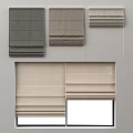 Fabric Roman Blinds In Different Neutral Tones With Layered Fold Design For Window