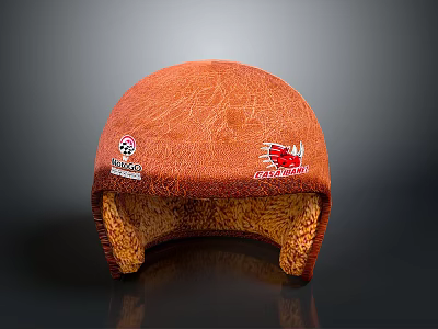 Orange Fleece Winter Cap With Speed Logo And Soft Inner Lining For Daily Use 3d model